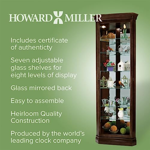 Espresso Curio Cabinet with Six Glass Shelves and Locking Door H254