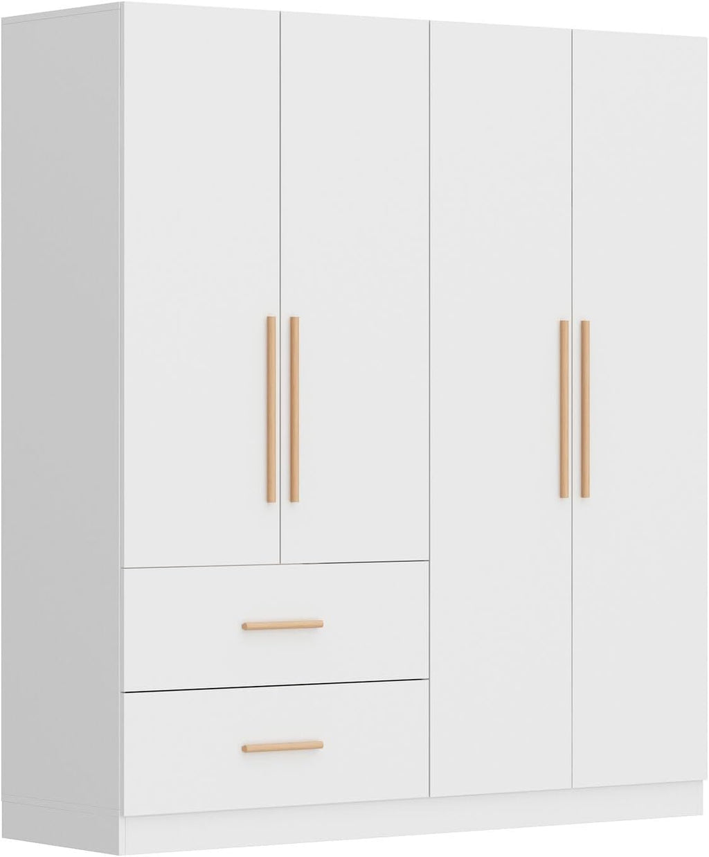 White 4-Door 2-Drawer Wood Wardrobe M546267