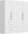 White 4-Door 2-Drawer Wood Wardrobe M546267