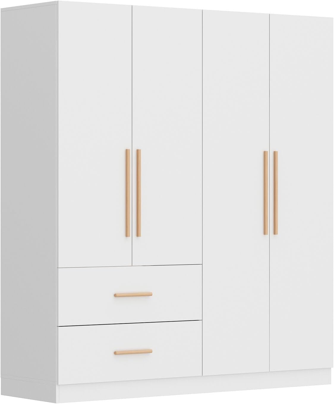 White 4-Door 2-Drawer Wood Wardrobe M546267