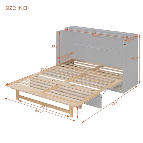 Queen Size Solid Wood Murphy Bed with Storage Drawers M523