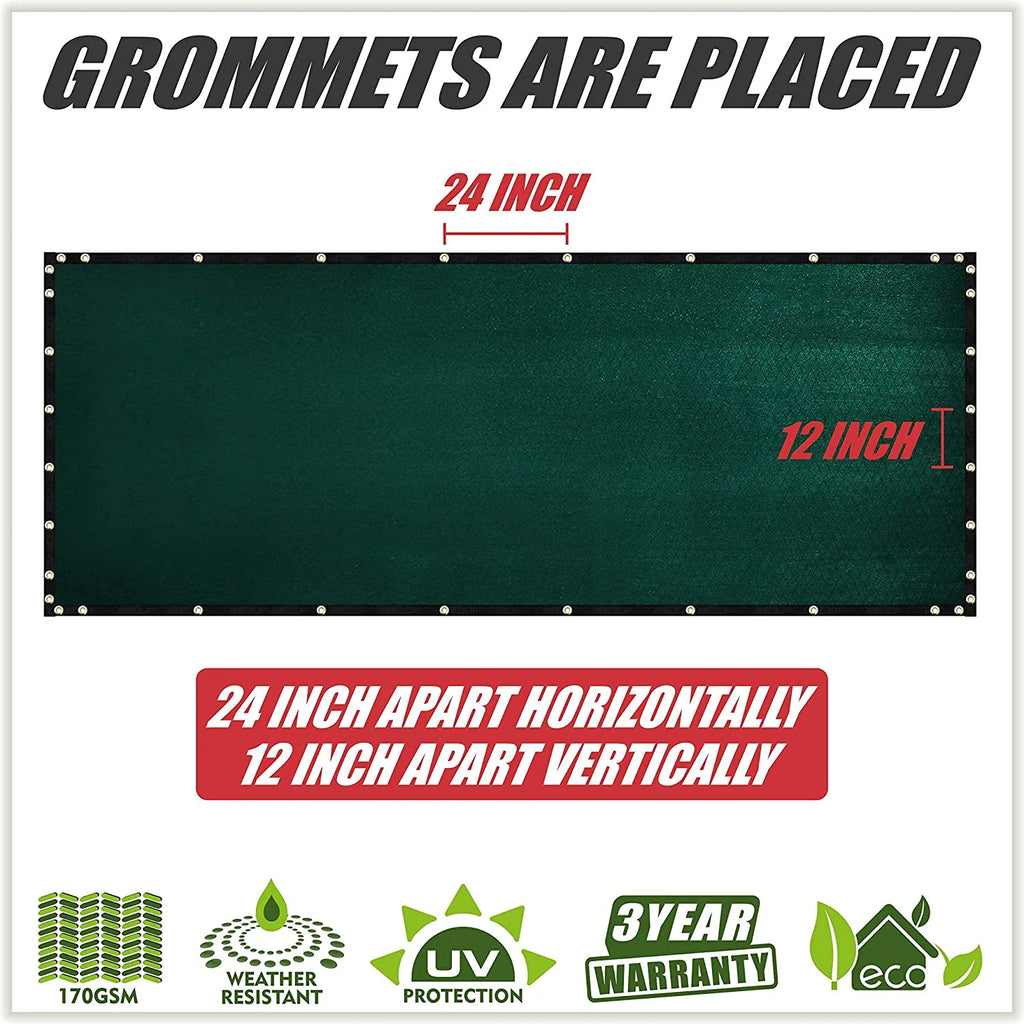 Green Fence Privacy Screen Windscreen Shade Fabric Cloth HDPE with Grommets V517