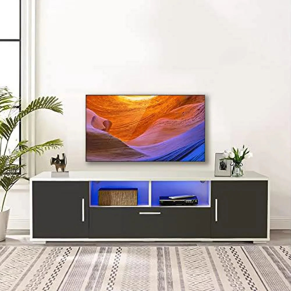 Brown TV Stand with 2 Cabinets and 2 Open Shelves Y62986
