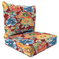 Colsen Berry Red Floral Rectangular Outdoor Deep Seating Chair Seat and Back Cushion with Welt G779