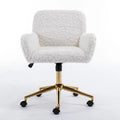 Beige Faux Rabbit Hair Office Chair with Adjustable Swivel V80608