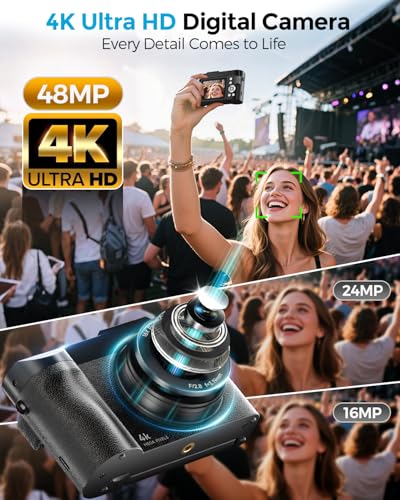 4K 48MP Compact Point and Shoot Digital Camera with 16X Digital Zoom Z703