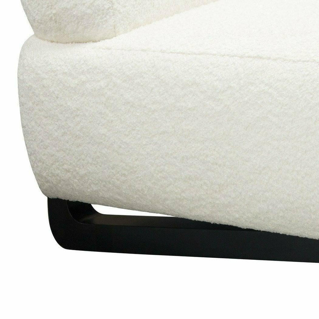 Faux White Shearling Armless Chair with Black Wood Leg Base F5437