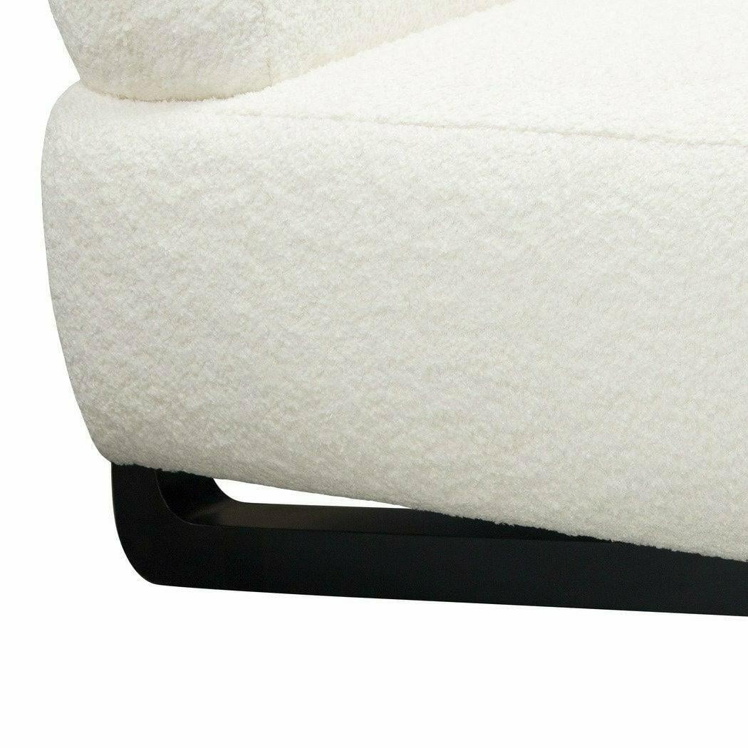 Faux White Shearling Armless Chair with Black Wood Leg Base F5437