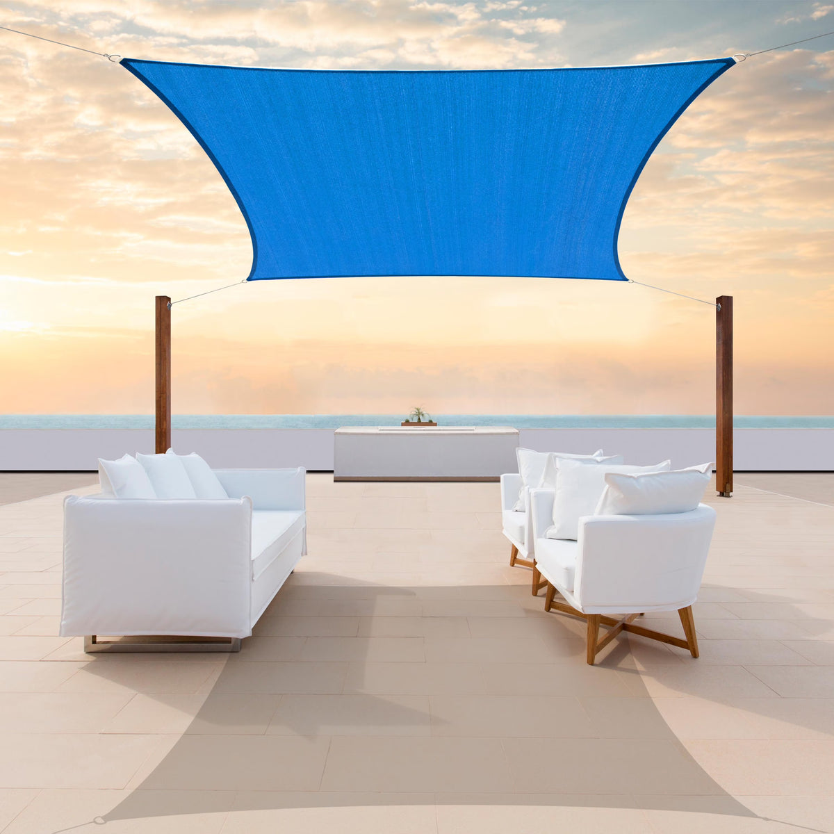 Blue 12' x 12' Square Sun Shade Sail Canopy Mesh Fabric F8108