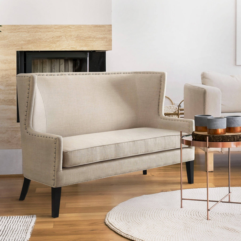 Fabric Wingback Loveseat with Nailhead Accents J128