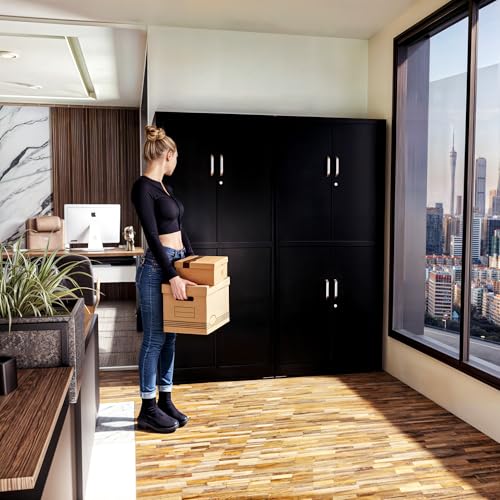 Black Metal Storage Cabinet with Wheels V362924