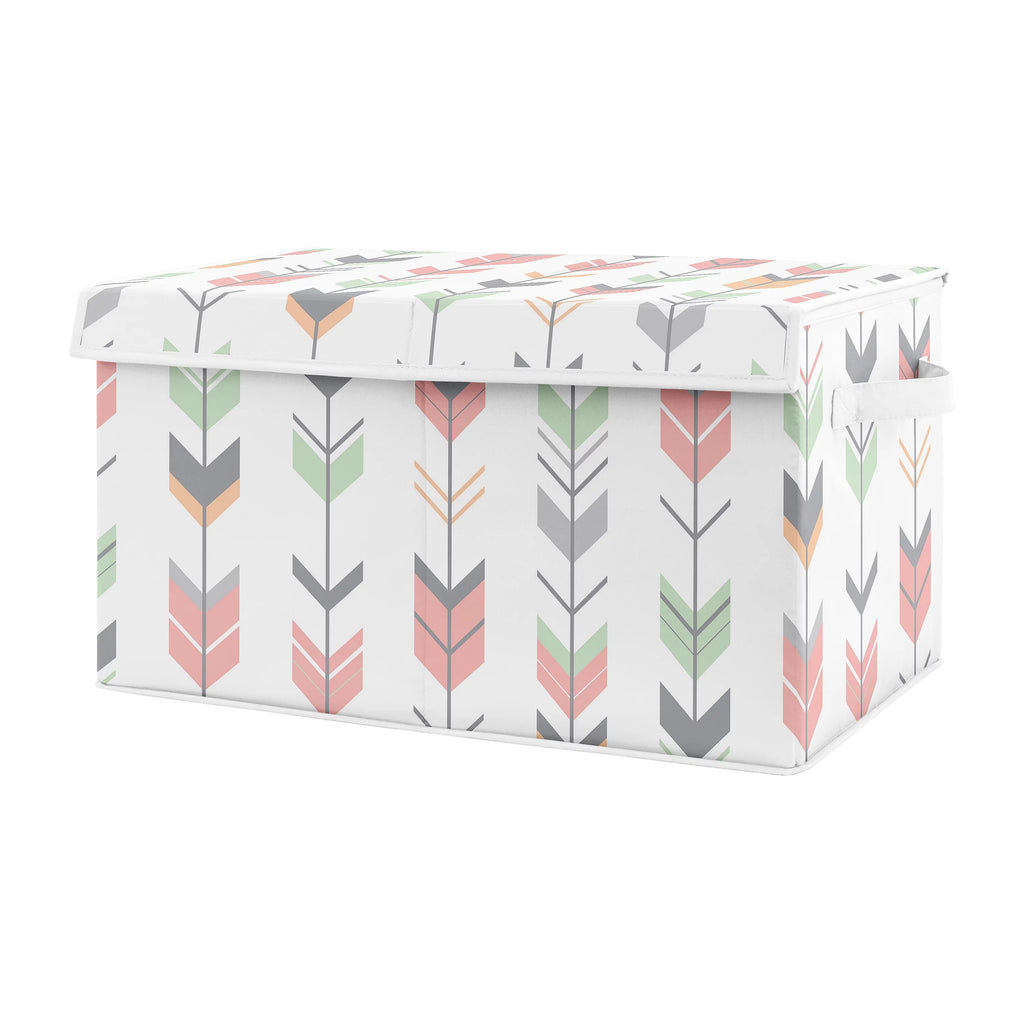 Grey Coral and Mint Storage Fabric Toy Box R8053