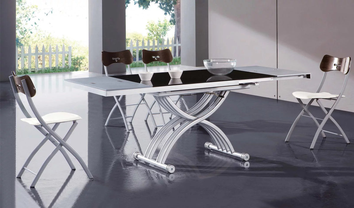 Glass Top Table & White Finish Chairs Dining Set 5Pcs M953575