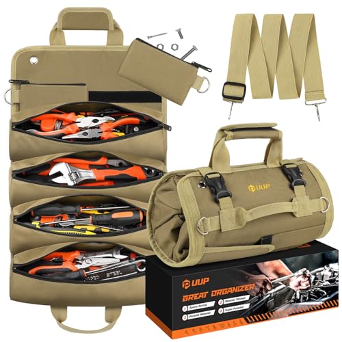 Green Roll Up Tool Bag with 2 Small Pouches J103