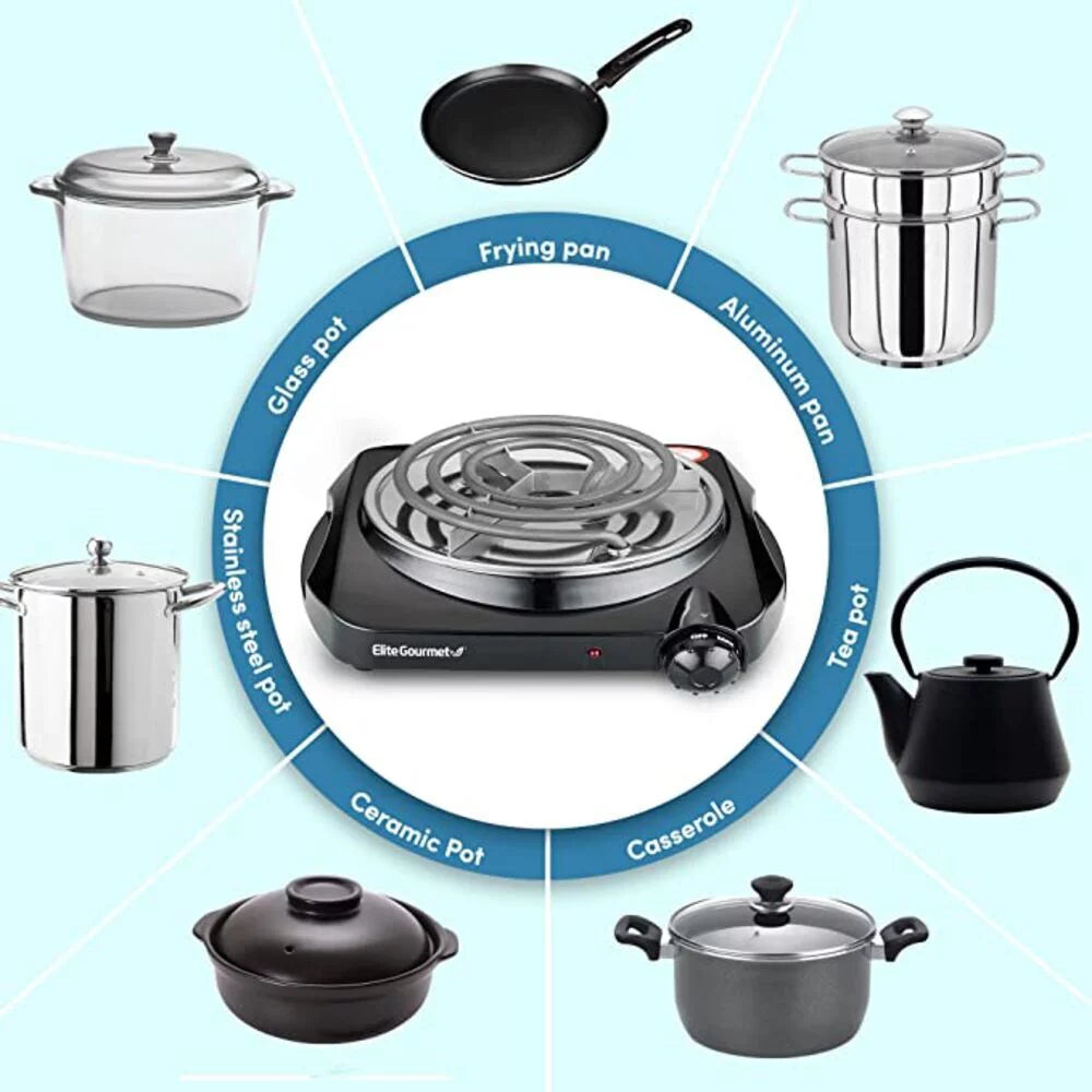 Black Single Coiled Electric Hot Plate N217