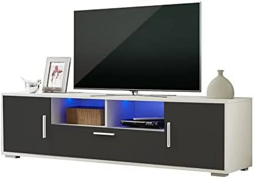 Brown TV Stand with 2 Cabinets and 2 Open Shelves Y62986