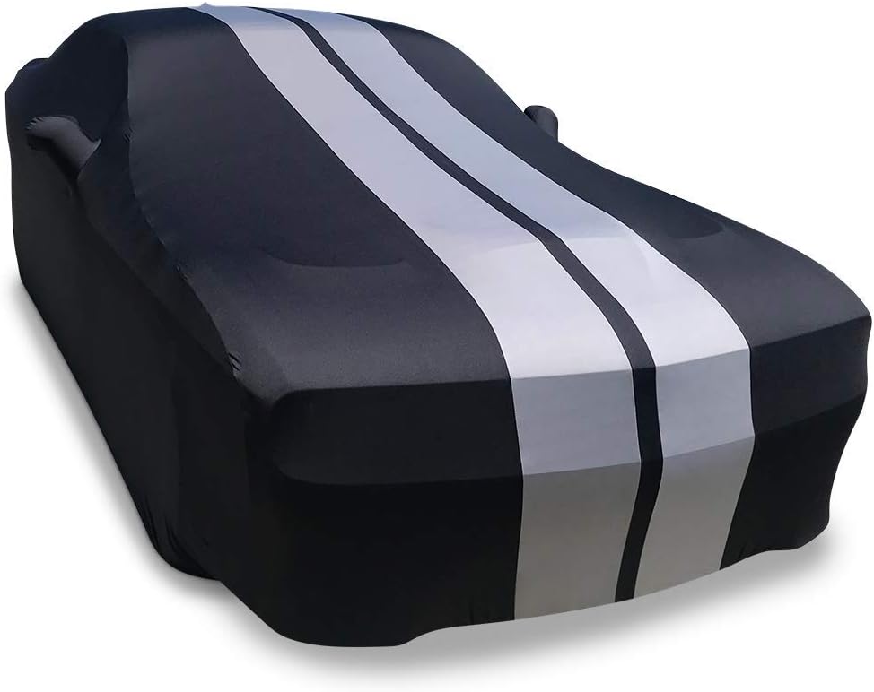Indoor Car Cover Black with Red Stripes Q64668