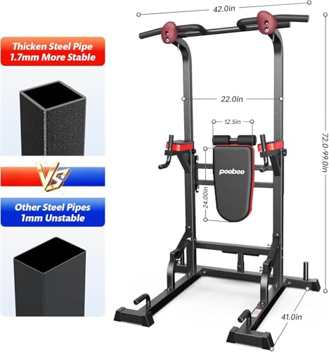 Power Tower Dip Station Pull Up Bar with Supine Board O561