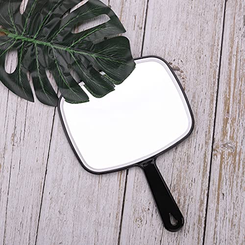 Large Wall Mount Hand Mirror with Handle Square Black 10.3inx7.3in R4734