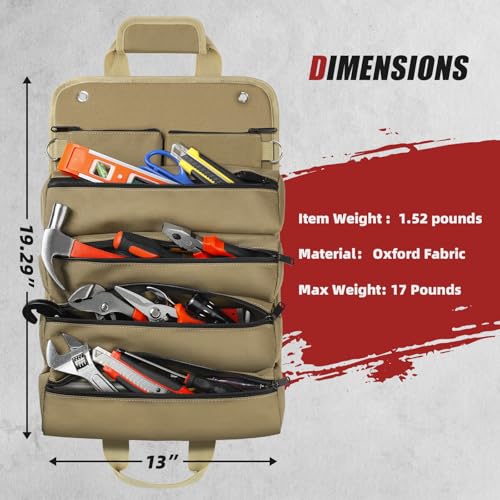 Green Roll Up Tool Bag with 2 Small Pouches J103