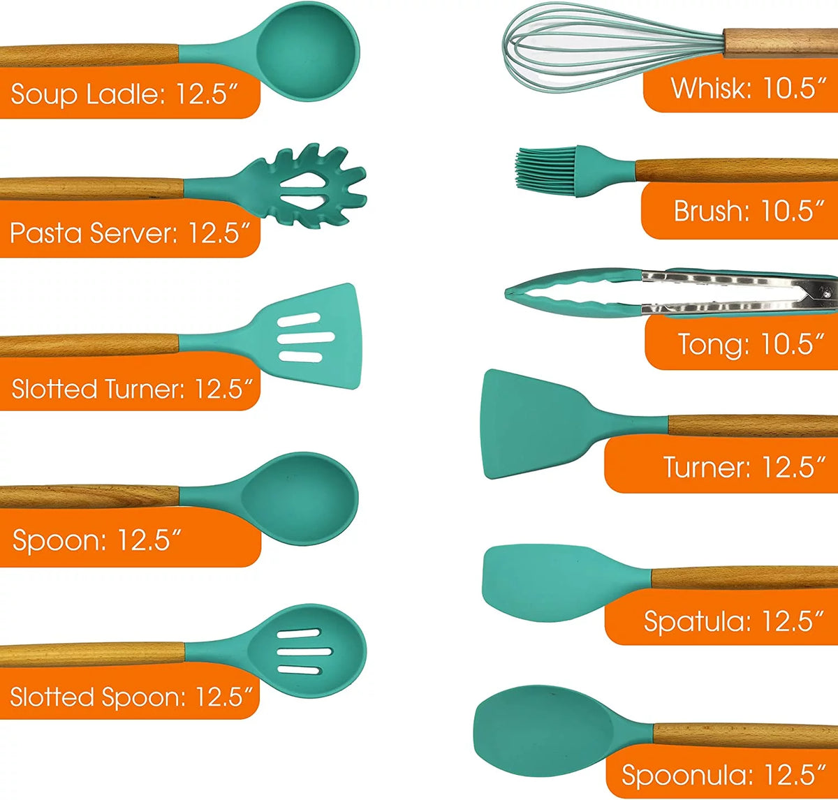 12 Piece Silicone Spatula Set with Wooden Handles C15665