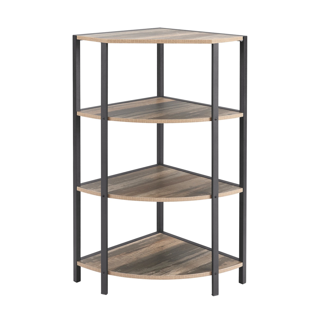 4-Tier Wood Corner Shelf with Metal Frame H556