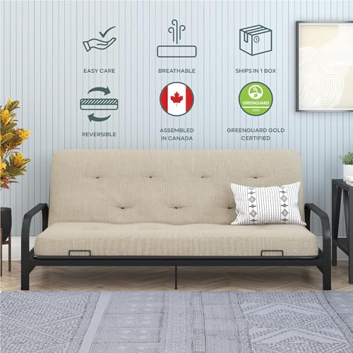 Dark Gray Polyester Linen Full Futon Mattress X177