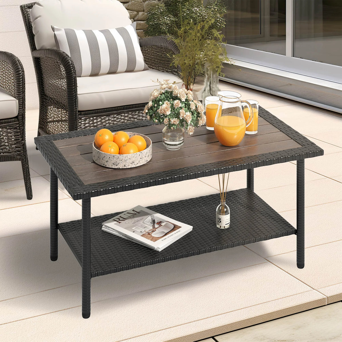 Black Wicker Coffee Table Q852757
