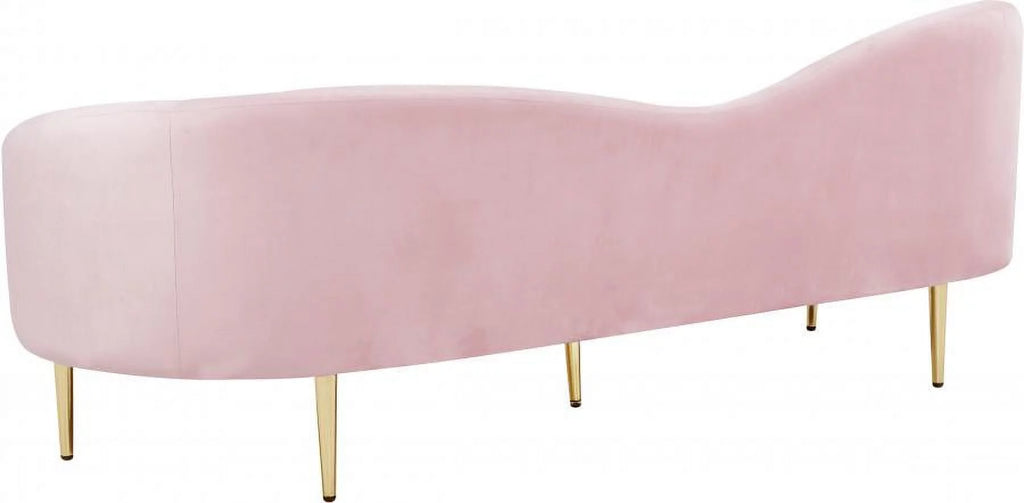 Pink Velvet Contemporary Sofa Loveseat & Chair 3Pcs I87389