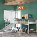 White Metal Twin Loft Bed with Slide Q2285