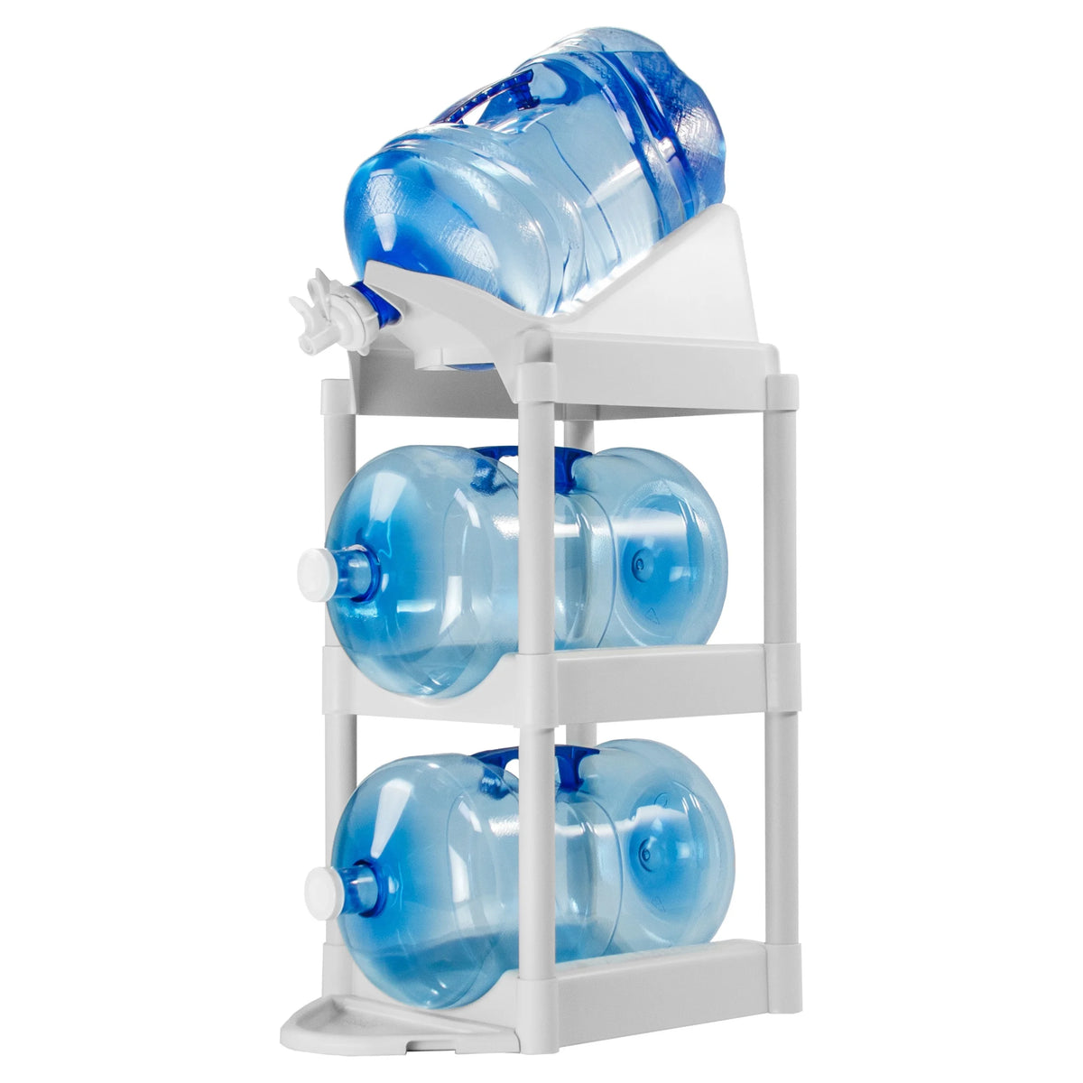White Plastic Water Bottle Storage and Dispenser E7453