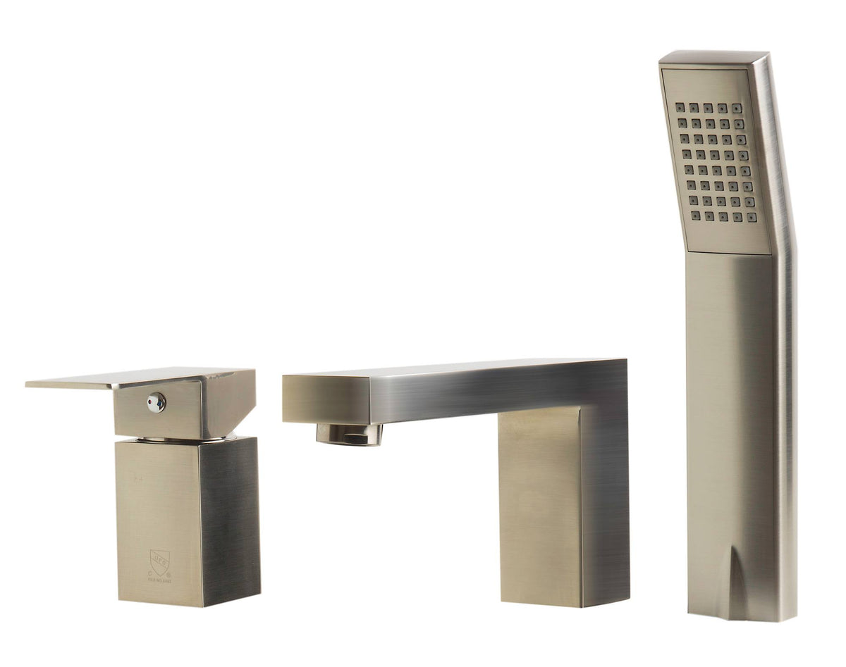 Brushed Nickel Deck Mounted Tub Filler and Hand Held Shower Head L8986