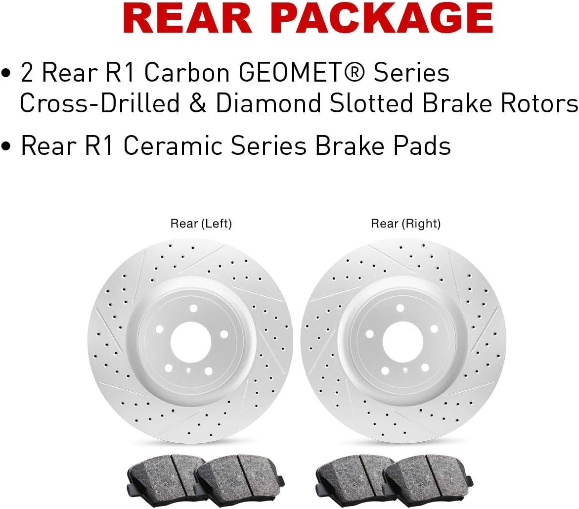 Carbon Geomet Drill/Slot Brake Rotors Kit + Ceramic Brake Pads O812