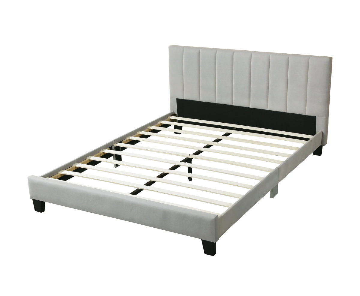 Solid Wood Full Size Bed with Polyfiber Headboard G642