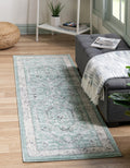 8 Ft Runner Aqua Medium-Pile Rug E791