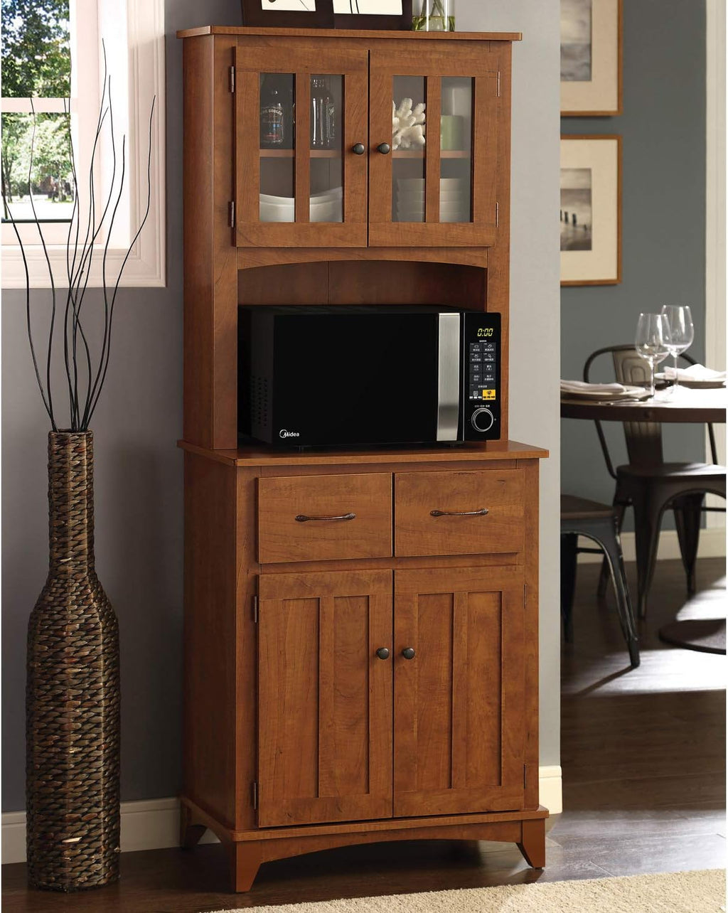 Microwave Storage Stand with Double Door Cabinets S374730