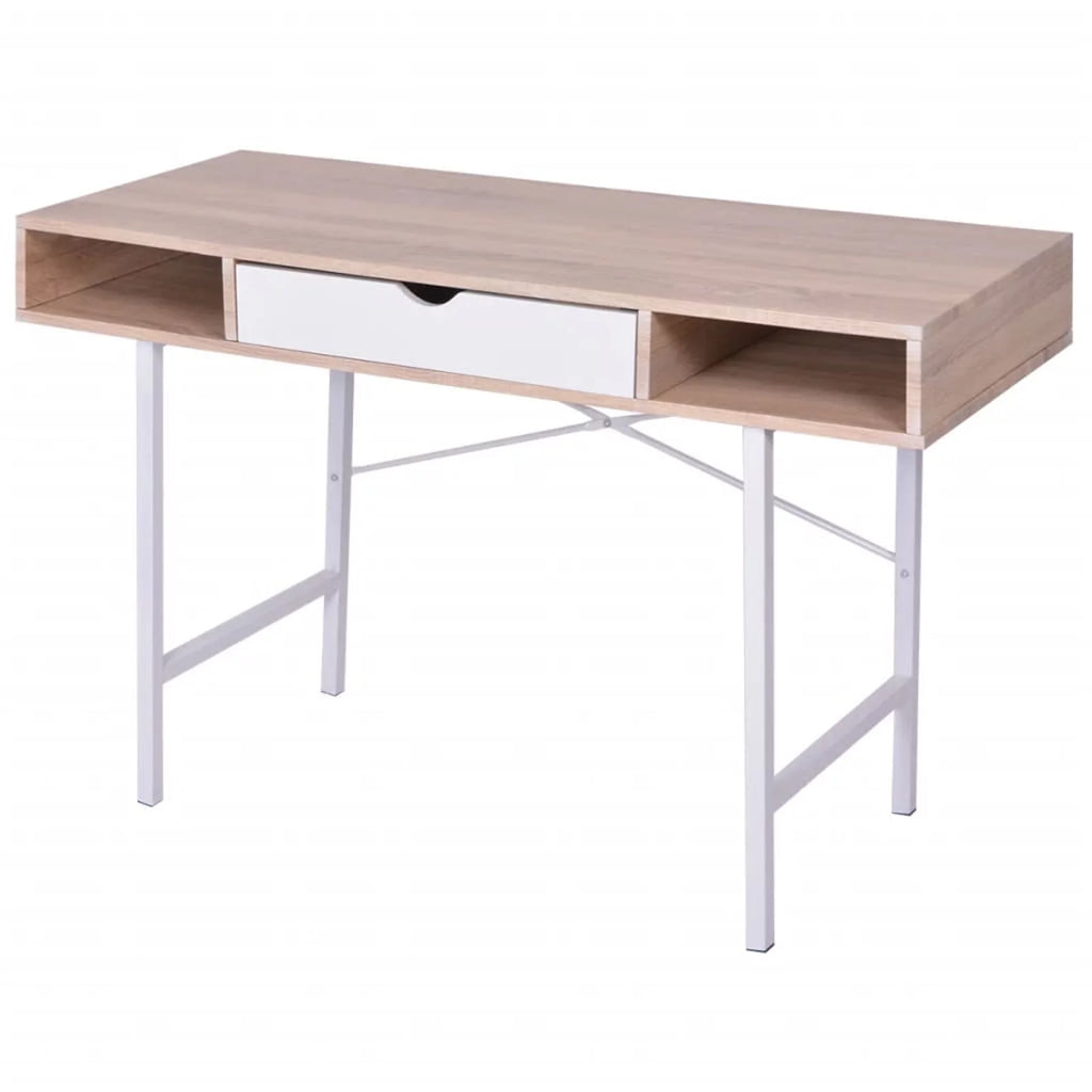 Oak and White 1 Drawer Desk I14744
