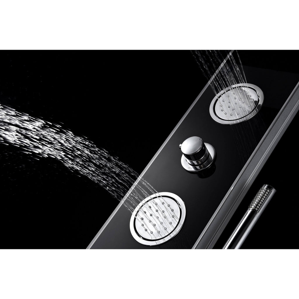 Black Full Body Shower Panel System with Rain Shower and Spray Wand O472