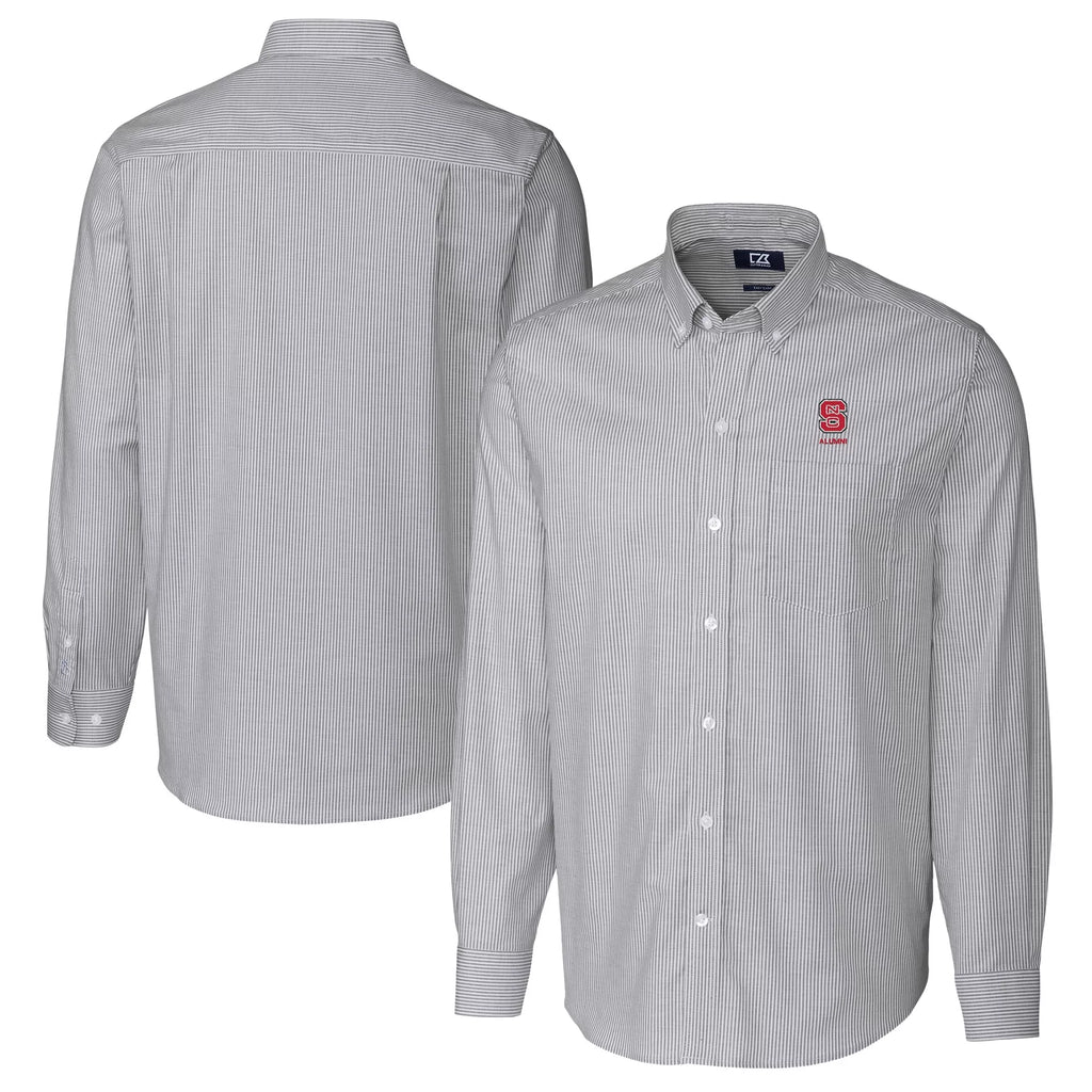 Charcoal Stretch Oxford Stripe Long Sleeve Button-Down Shirt I622