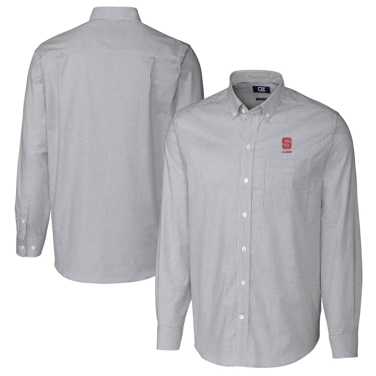 Charcoal Stretch Oxford Stripe Long Sleeve Button-Down Shirt I622