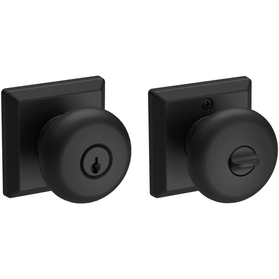 Satin Black Round Single Cylinder Keyed Entry Door Knob F528