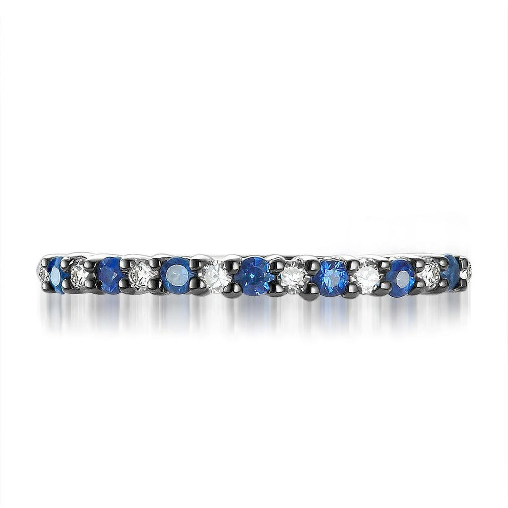 Diamond and Sapphire Wedding Band on 10k White Gold J83094