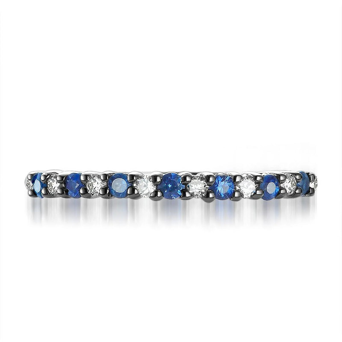 Diamond and Sapphire Wedding Band on 10k White Gold J83094