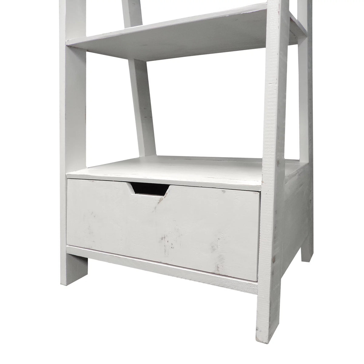 4 Shelf Wooden Ladder Bookcase with Drawer P389