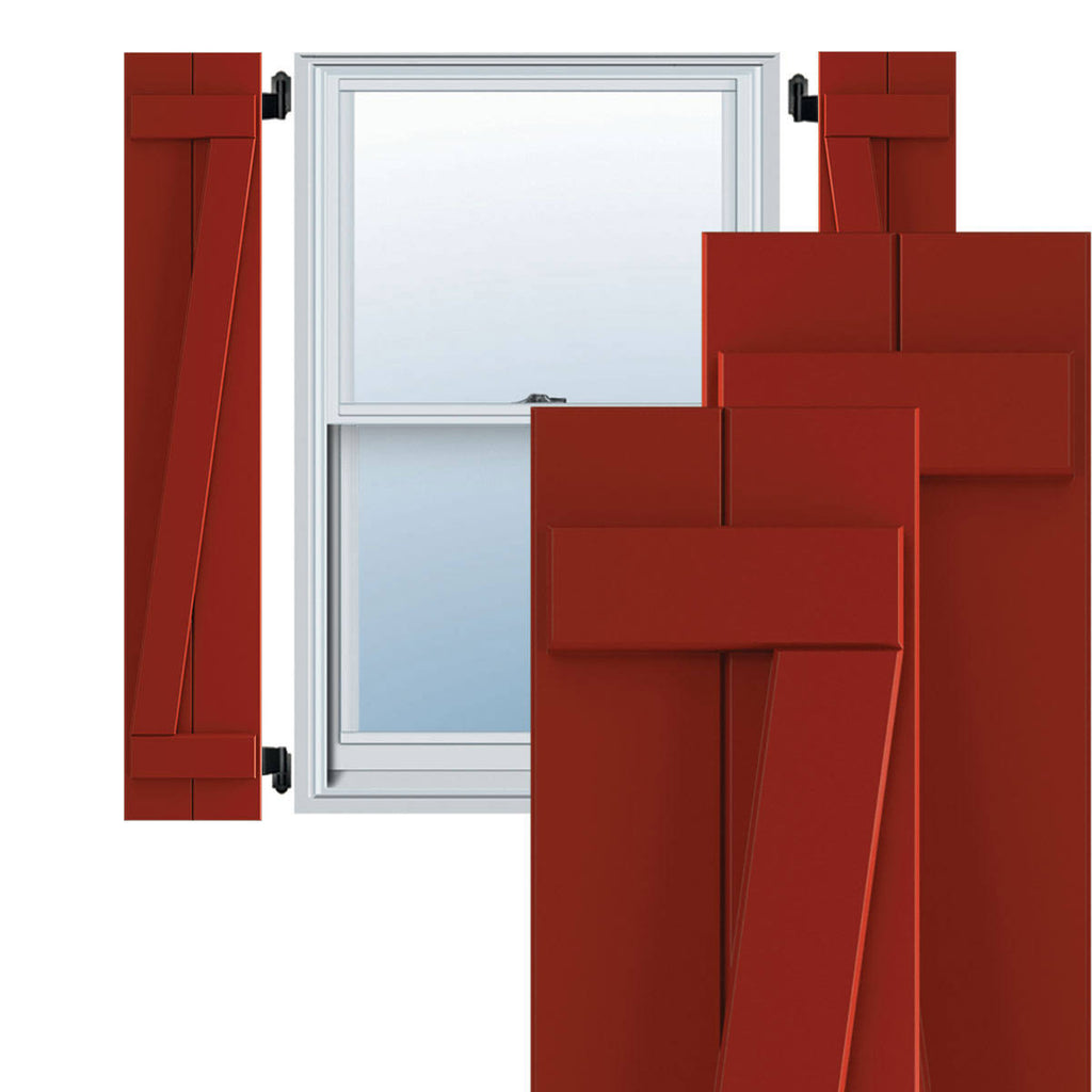 Fire Red PVC Board and Batten Shutters V611