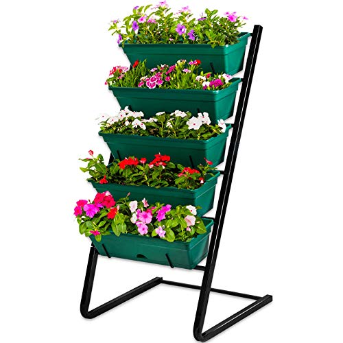Vertical Garden Herb Raised Bed 4.5FT Freestanding Elevated Planters with 5 Container Boxes (Black) H4484