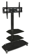 Mobile TV Stand with Rolling Casters & Glass Shelving S58556