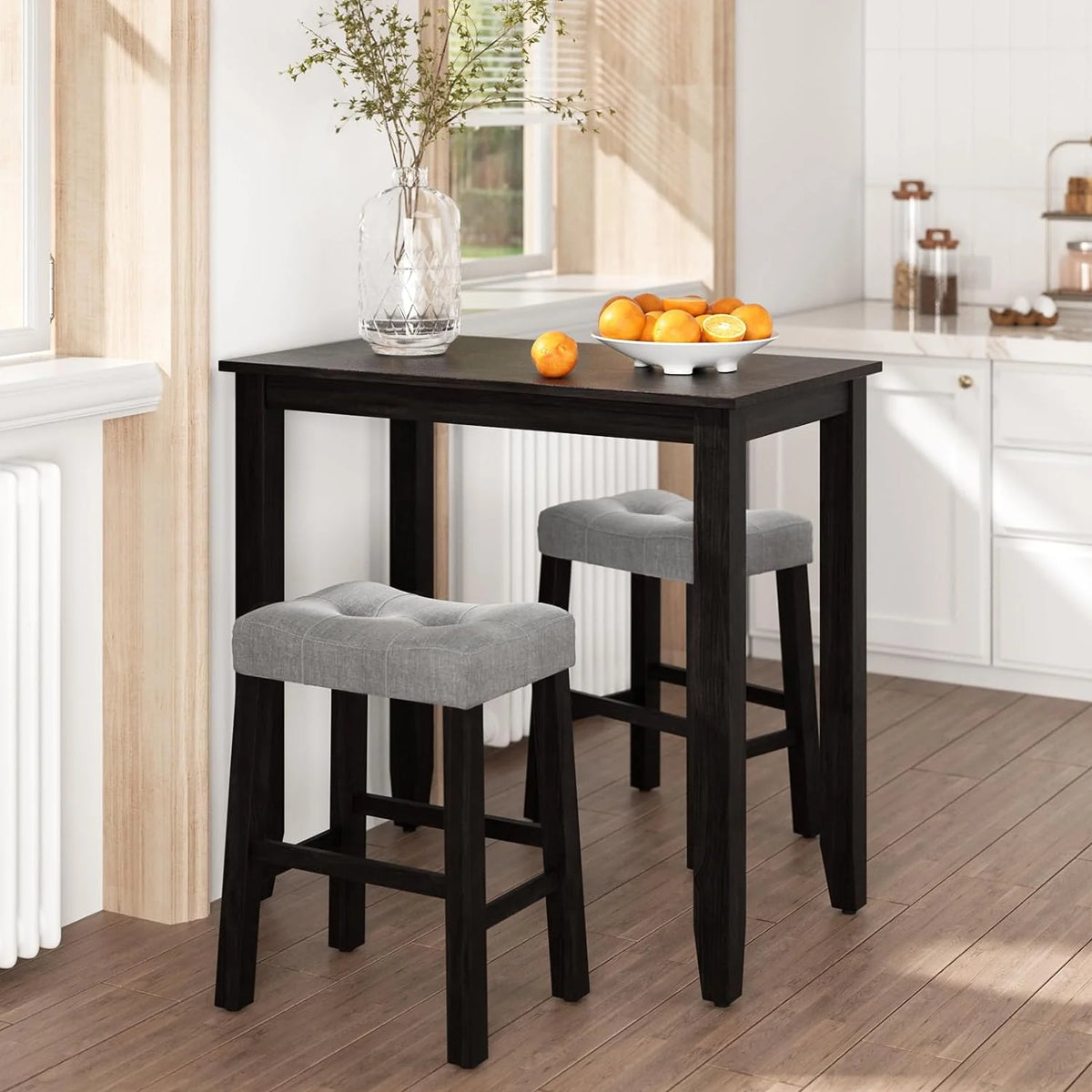 3 Piece Counter Height Dining Table Set with Bench and 2 Stools C581879