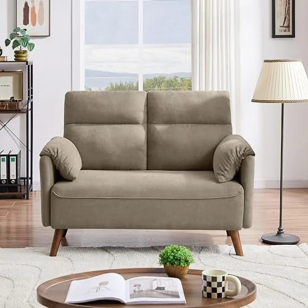 Green 2 Seater Loveseat Sofa with Wood Legs R160879