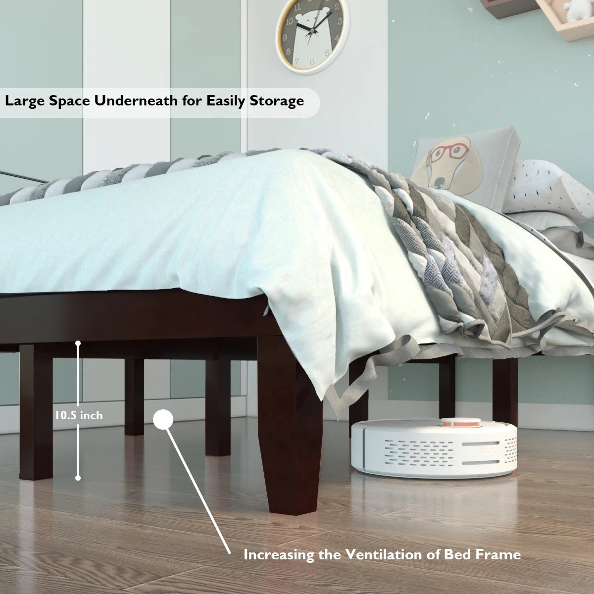 Full Size Wooden Bed Frame with Wood Slats R66530
